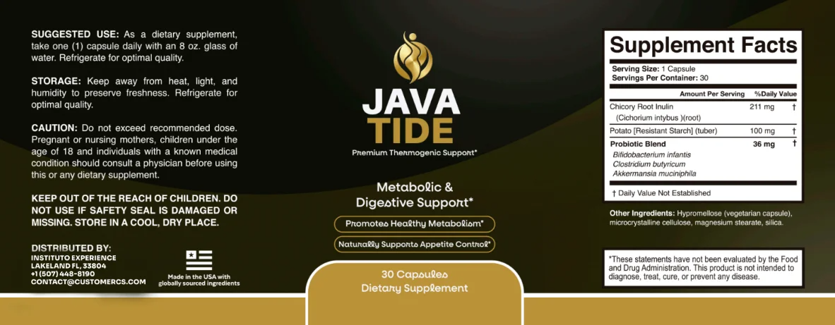JavaTide supplement label